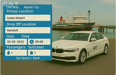 Book Airprt Taxi - Private car Luton to Harwich