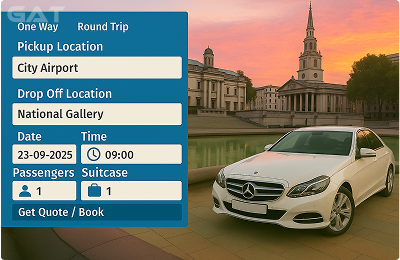 Book Airprt Taxi - Private car Luton to National Gallery