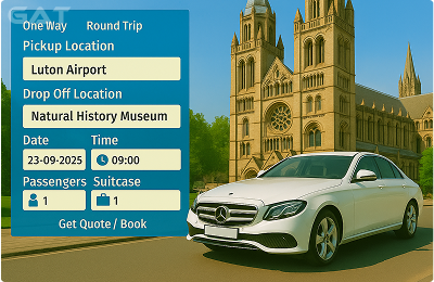 Book Airprt Taxi - Private car Luton to Natural History Museum