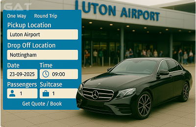 Book Airprt Taxi - Private car Luton to Nottingham