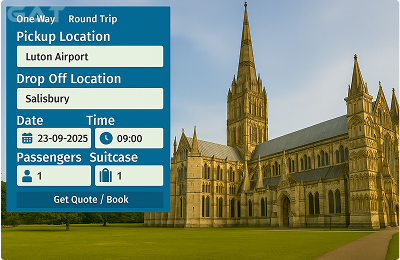 Book Airprt Taxi - Private car Luton to Salisbury