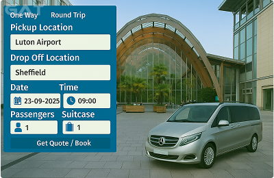 Book Airprt Taxi - Private car Luton to Sheffield