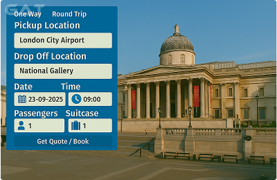 Book Airprt Taxi - Private car London City Airport to National Gallery