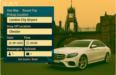 Book Airprt Taxi - Private car London City Airport to Chester