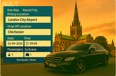Book Airprt Taxi - Private car London City Airport to Chichester