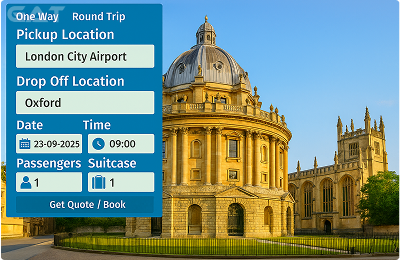 Book Airprt Taxi - Private car London City Airport to Oxford