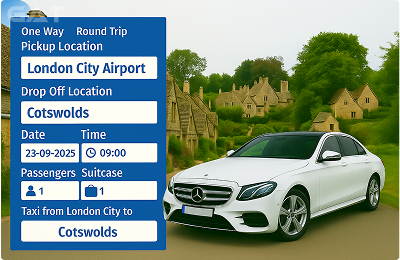 Book Airprt Taxi - Private car London City Airport to Cotswolds