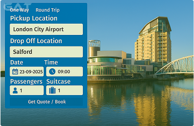 Book Airprt Taxi - Private car London City Airport to Salford