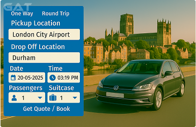 Book Airprt Taxi - Private car London City Airport to Durham