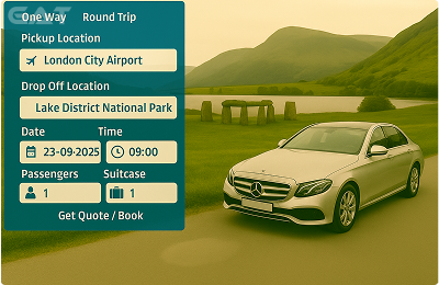 Book Airprt Taxi - Private car London City Airport to Lake District National Park