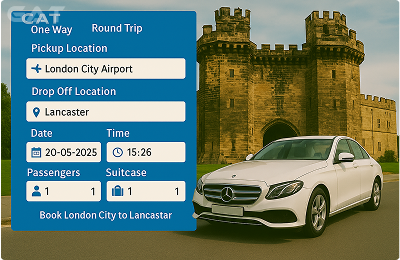 Book Airprt Taxi - Private car London City Airport to Lancaster