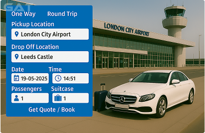 Book Airprt Taxi - Private car London City Airport to Leeds Castle