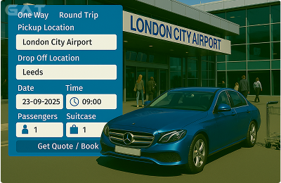 Book Airprt Taxi - Private car London City Airport to Leeds