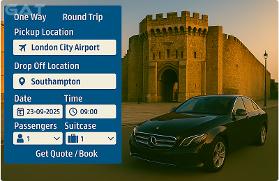 Book Airprt Taxi - Private car London City Airport to Southampton