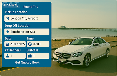 Book Airprt Taxi - Private car London City Airport to Southend-on-Sea