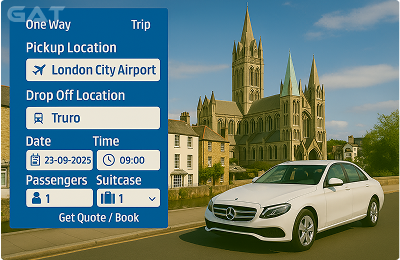 Book Airprt Taxi - Private car London City Airport to Truro