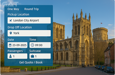 Book Airprt Taxi - Private car London City Airport to York