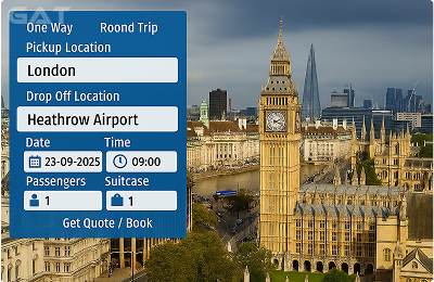 Book Airprt Taxi - Taxi minicab from London city centre to Heathrow Airport