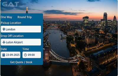 Book Airprt Taxi - Taxi minicab from London city centre to Luton Airport