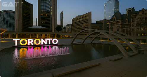 Group transport van in downtown Toronto