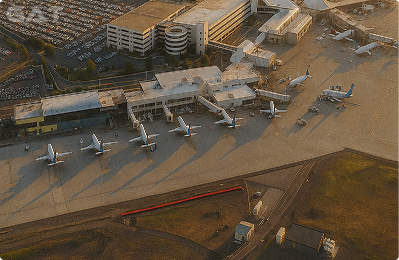 Pre-booked airport taxis waiting at Spokane International Airport