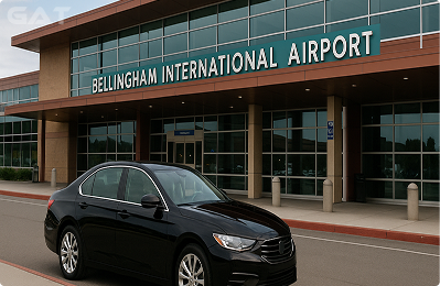 Pre-booked airport taxis waiting at Bellingham International Airport