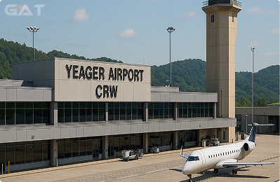Pre-booked airport taxis waiting at Yeager Airport