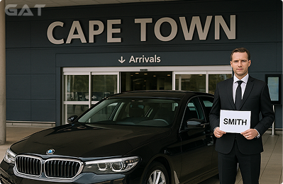 Pre-booked airport taxis waiting at Cape Town Airport Taxi