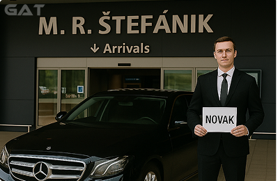 Pre-booked airport taxis waiting at M. R. Stefanik Airport