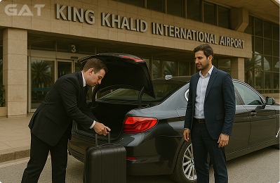 Pre-booked airport taxis waiting at King Khalid Airport Taxi