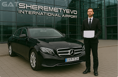 Pre-booked airport taxis waiting at Sheremetyevo International Airport