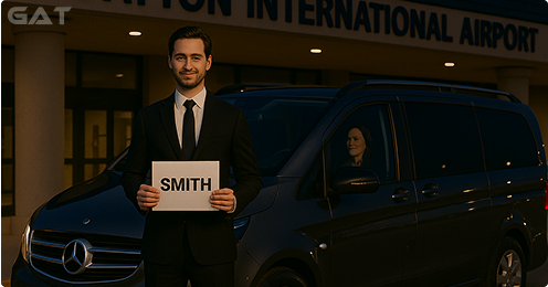 Pre-booked airport taxis Meet & Greet at Arrivals Terminal