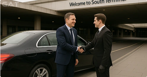 Pre-booked Elephant & Castle Airport taxis Meet & Greet at the Arrivals Hall
