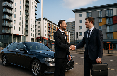 Pre-booked Wembley Central Airport taxis Meet & Greet at the Arrivals Hall
