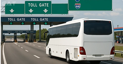 30 seater coach on highway showing cost factors like distance, duration, and amenities.
