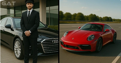 Executive car hire options – chauffeur service or self-drive rental.