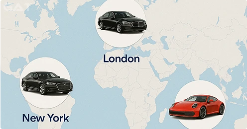 Global coverage of executive car hire services across major cities.