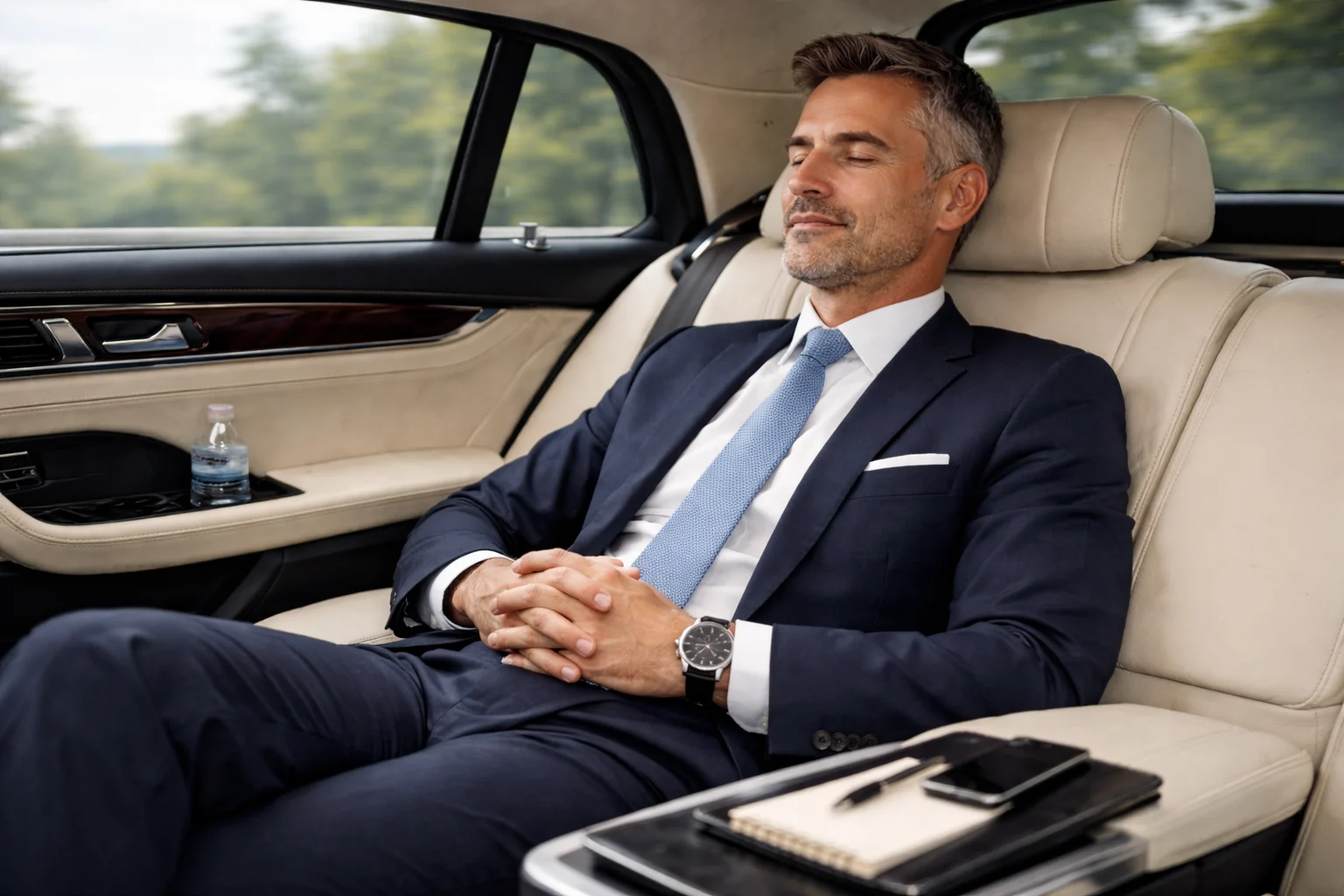 Relaxed passenger in the car