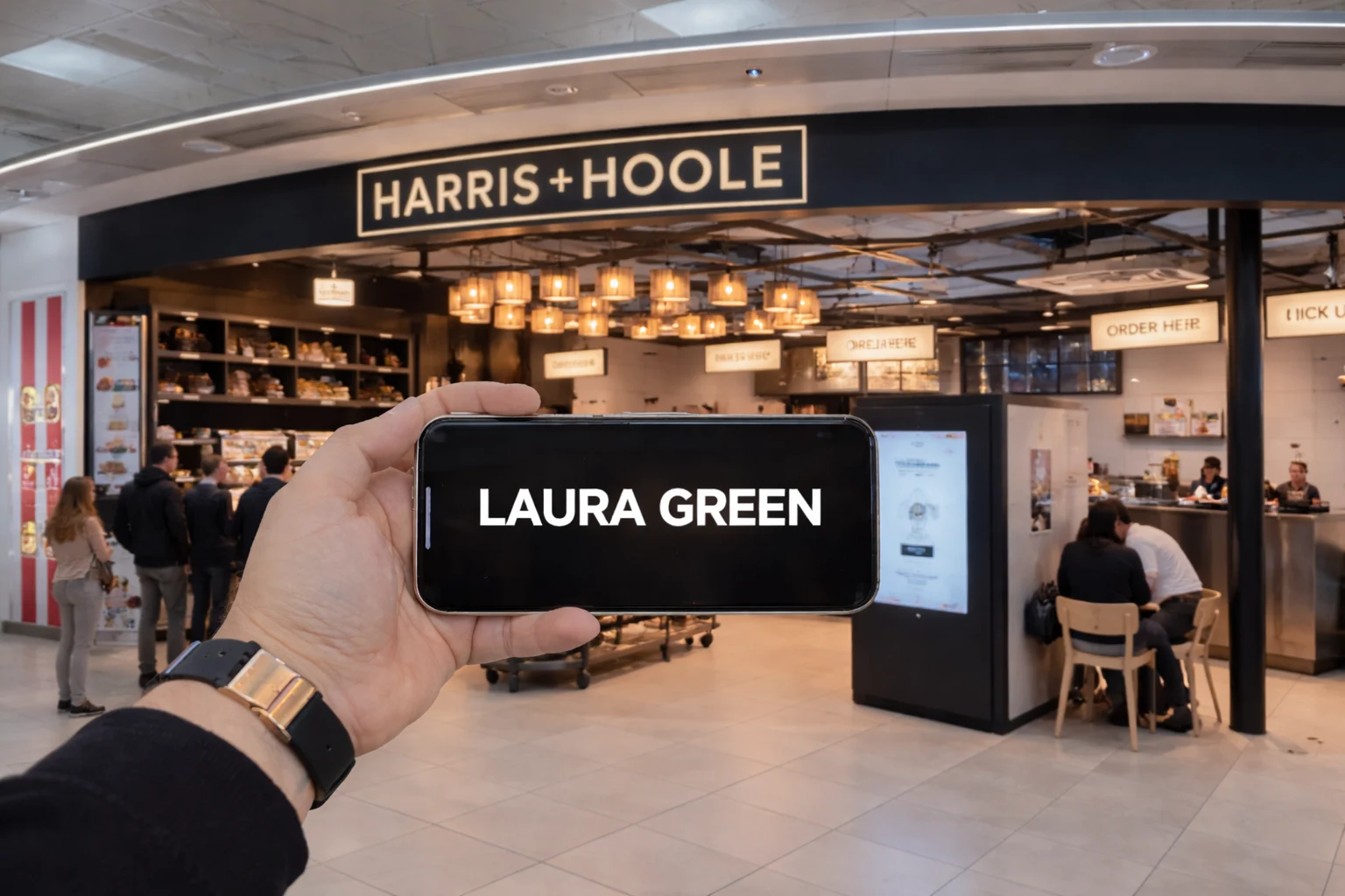 driver with name board at Stansted Airport terminal