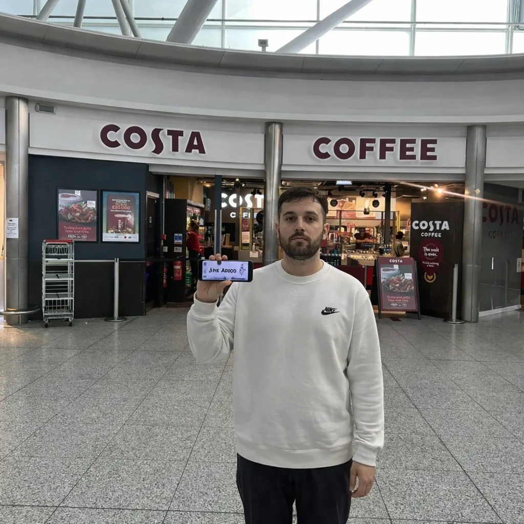 driver with name board at Stansted Airport terminal