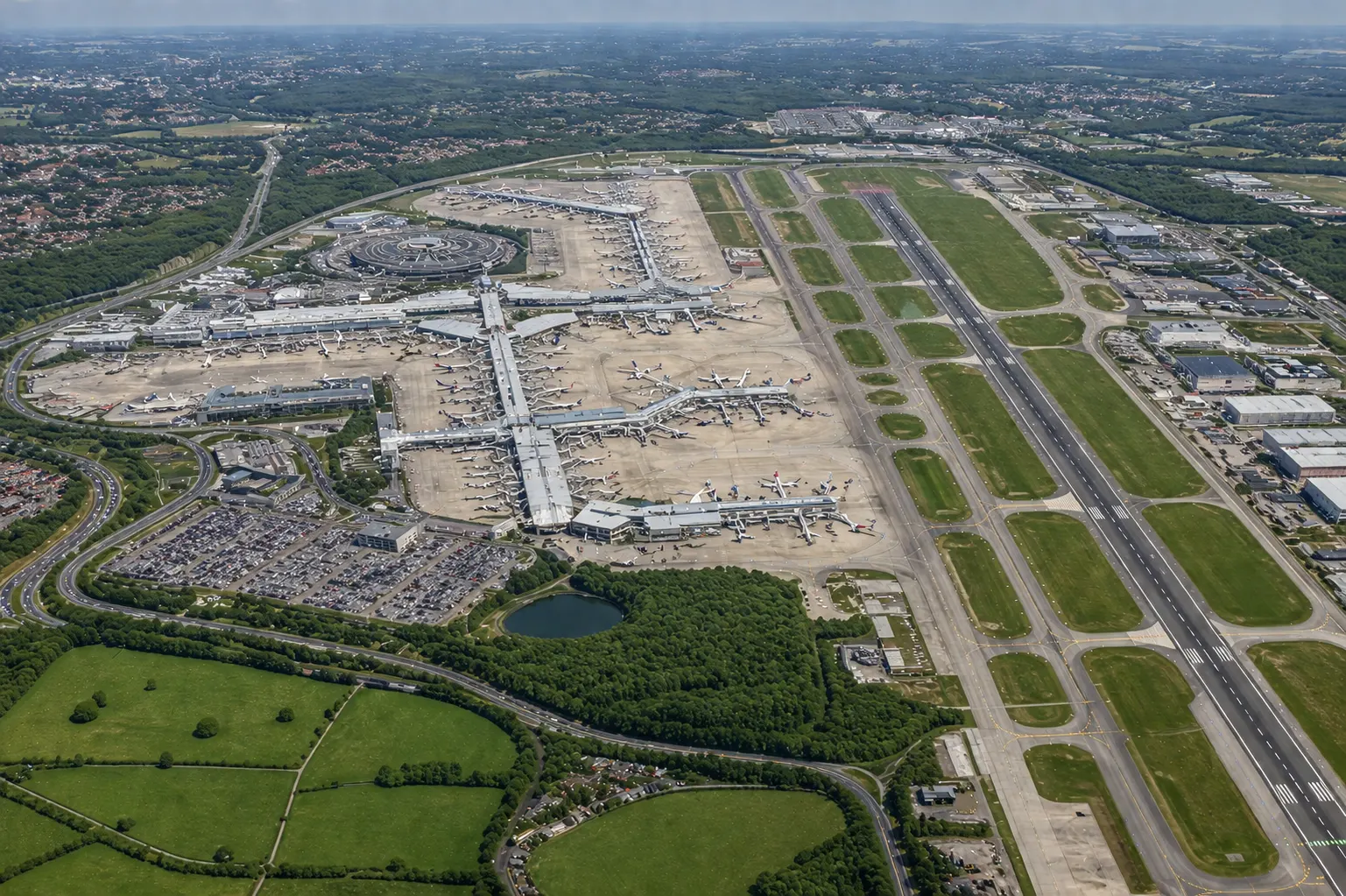 Gatwick Airport terminal view with taxi service