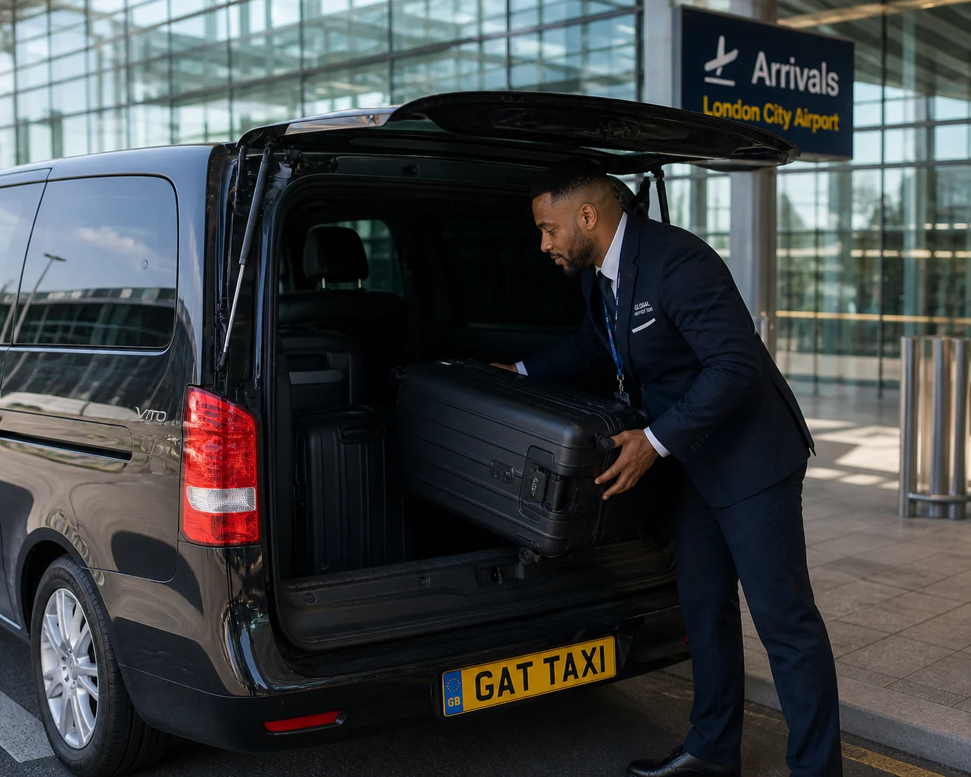 Professional driver assissting luggage