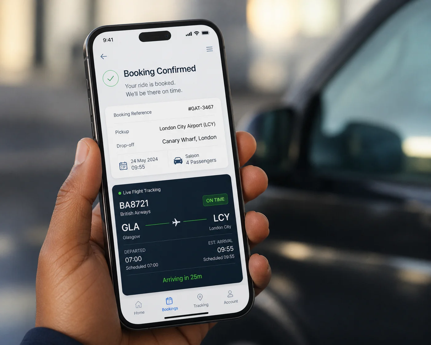 booking confirmation on a mobile screen