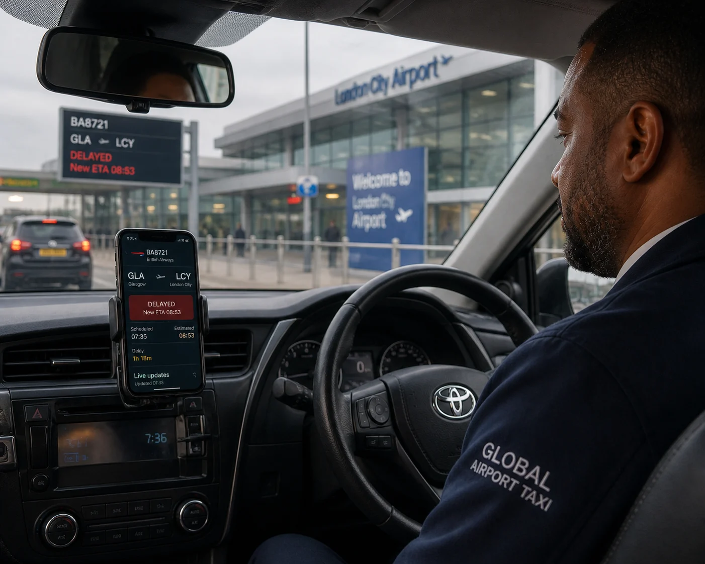 driver is tracking flight and it shows delay status