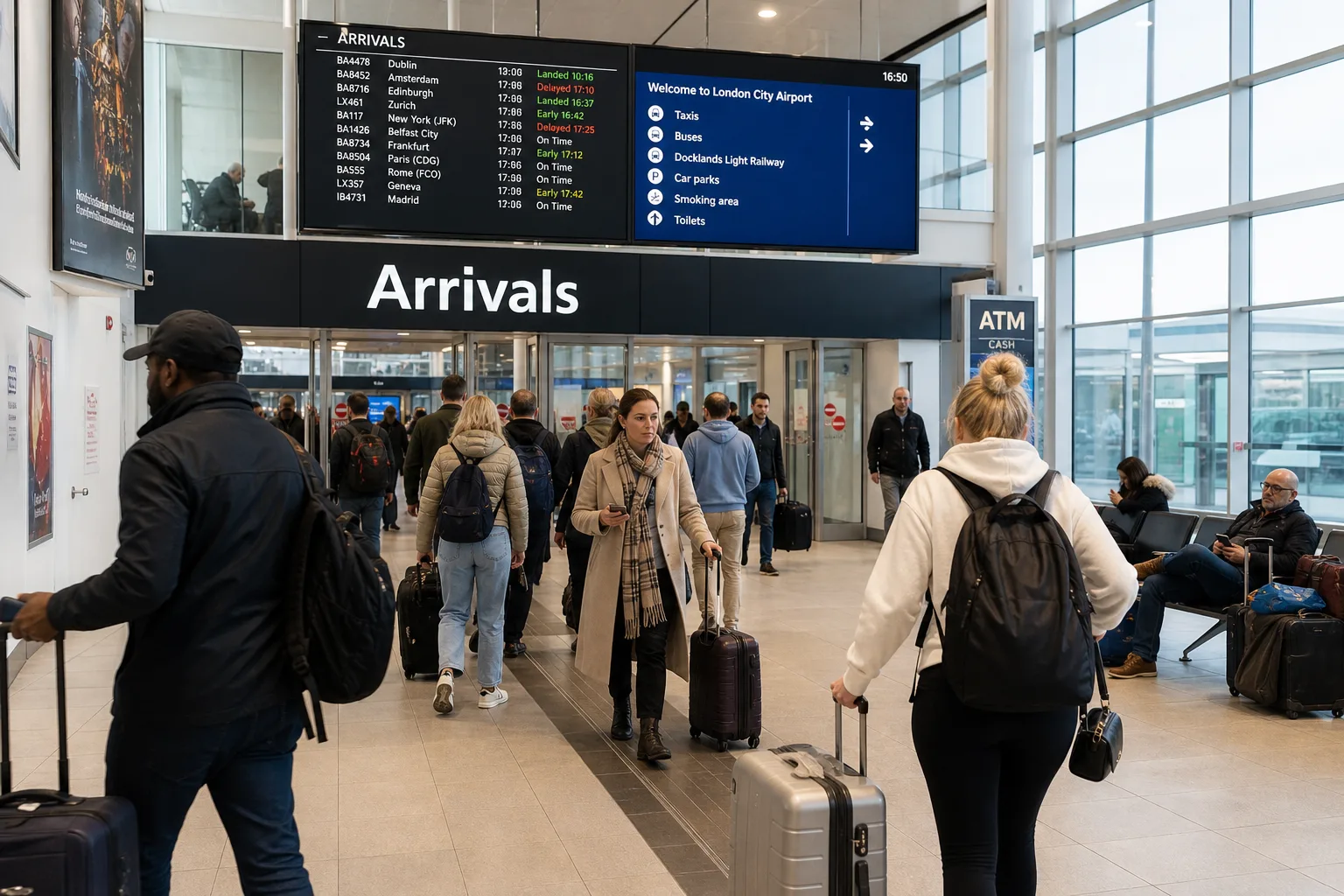 passengers at airport arrivals
