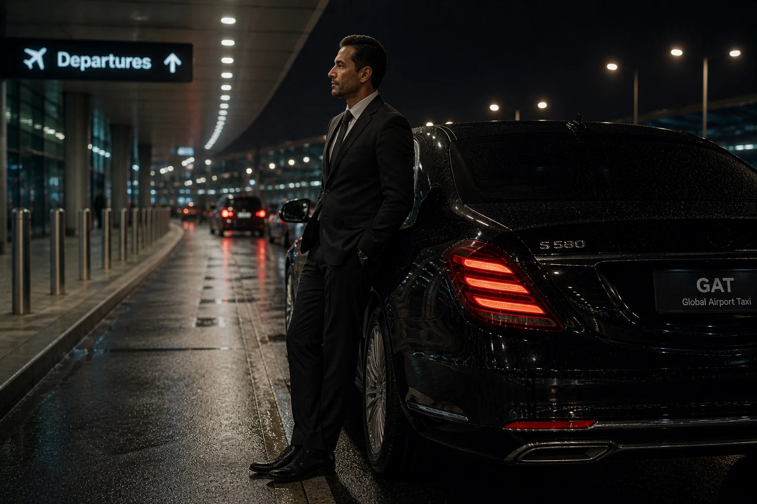 professional driver waiting at airport
