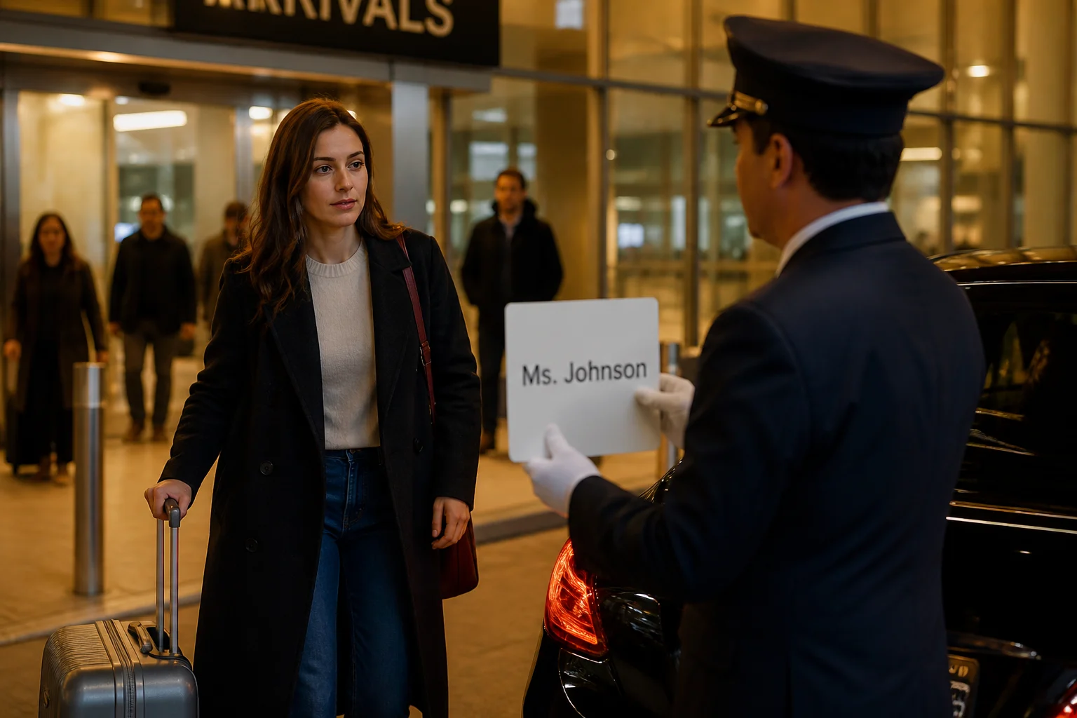 driver is meeting and greeting passenger