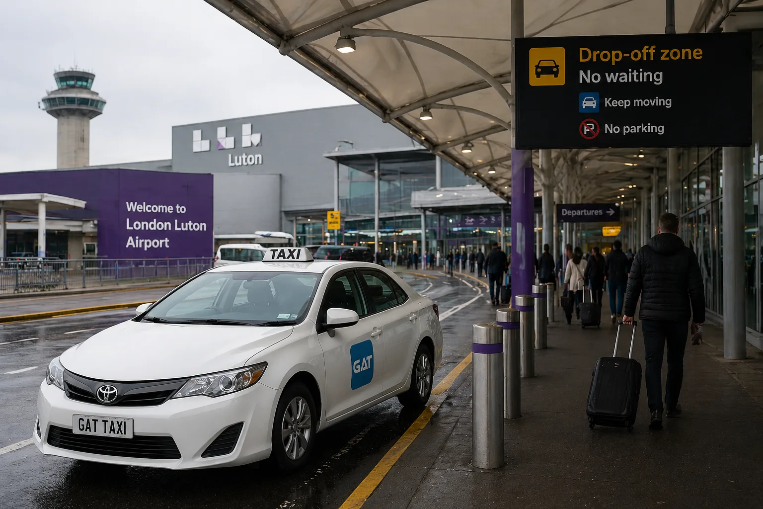 A GAT is showing at Luton Airport Terminal