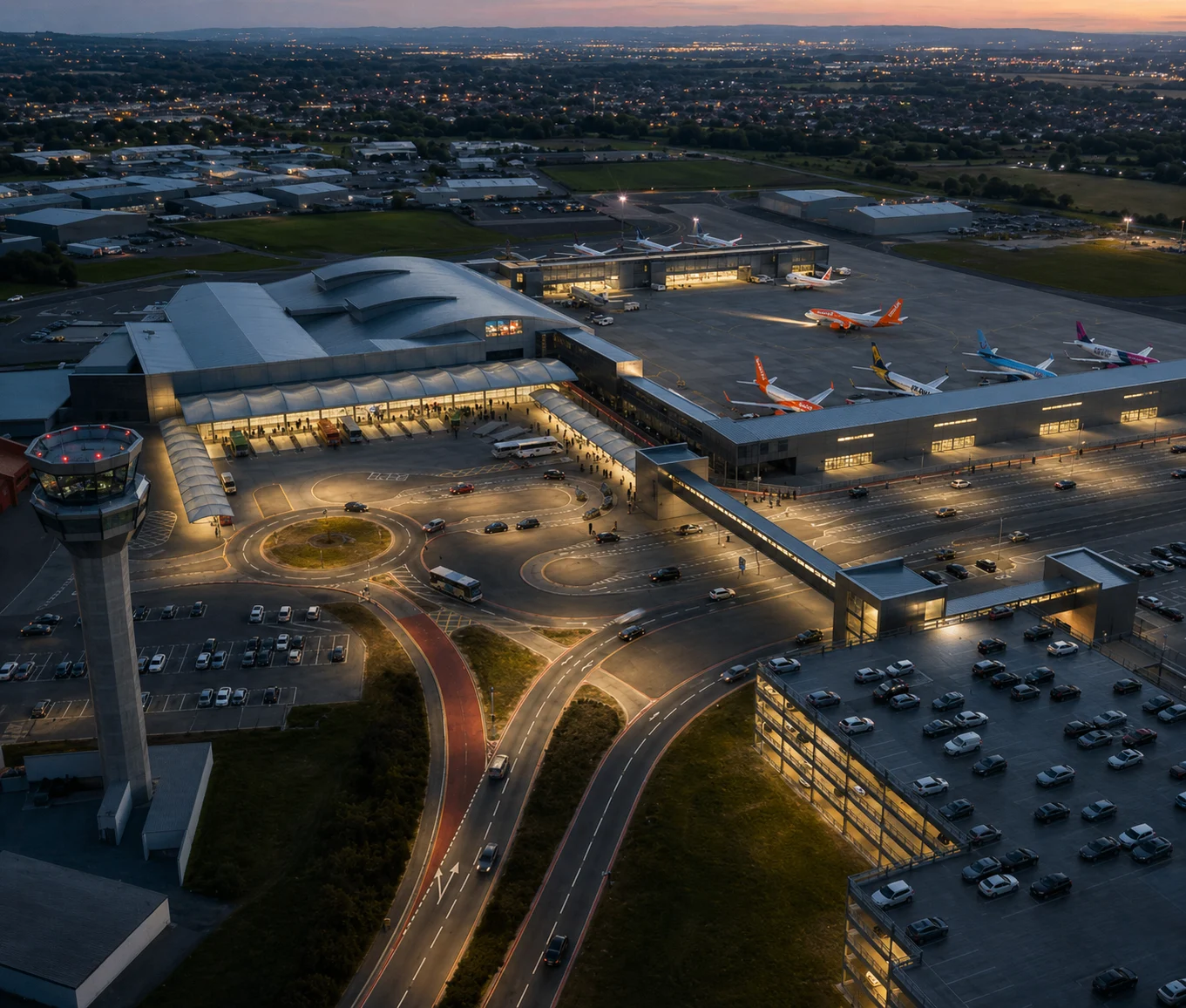 night view of Luton Airport