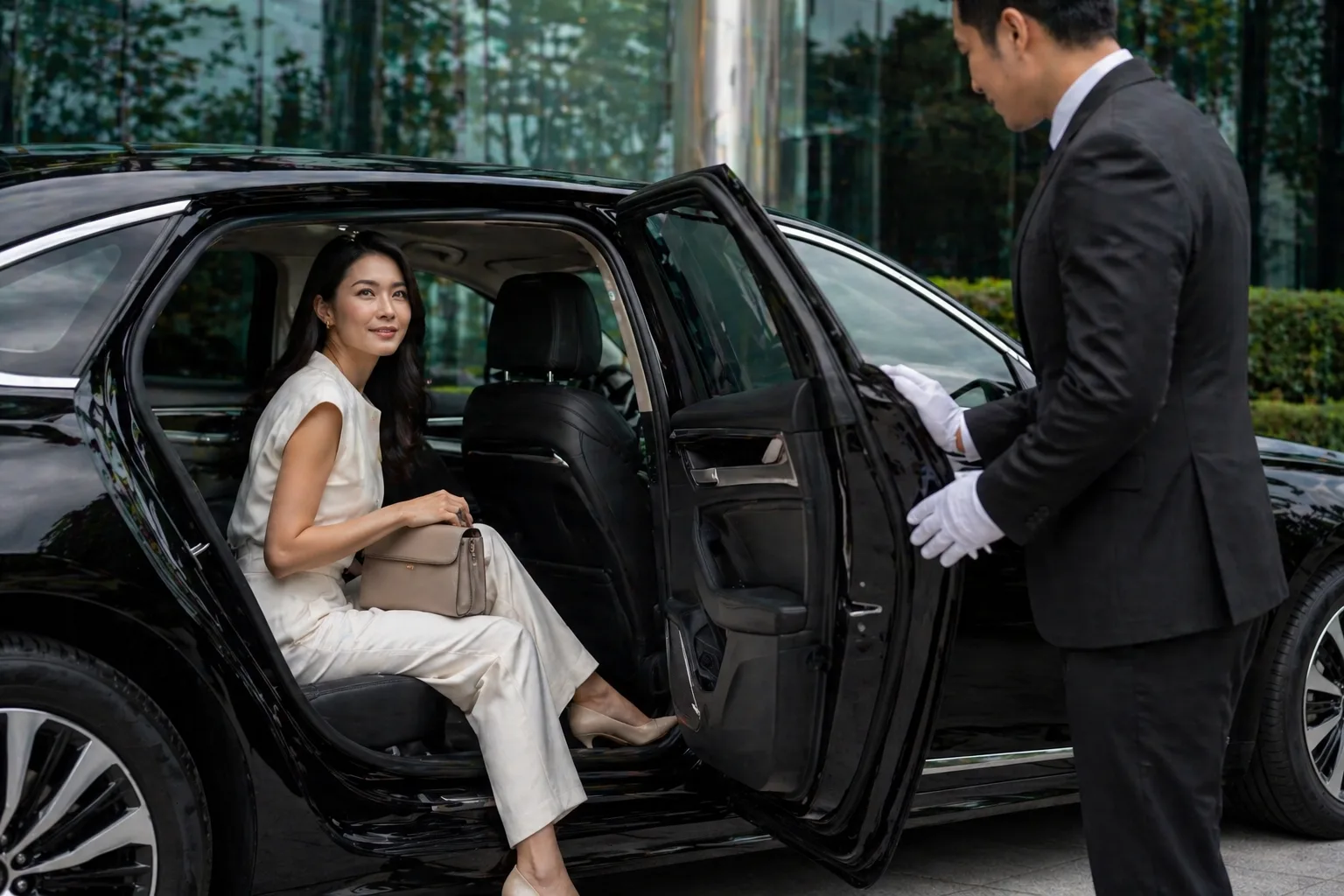 driver is meeting and greeting with a passenger